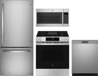 4 Piece Package Includes Refrigerator, Range, Microwave And Dishwasher