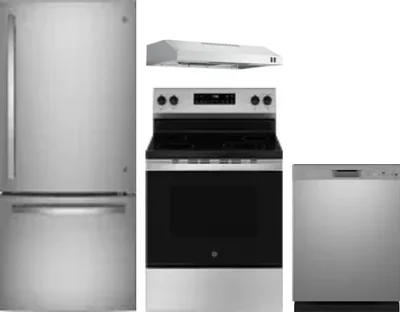 4 Piece Package Includes Refrigerator, Range, Hood And Dishwasher