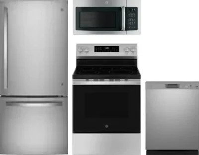 4 Piece Package Includes Refrigerator, Range, Microwave And Dishwasher