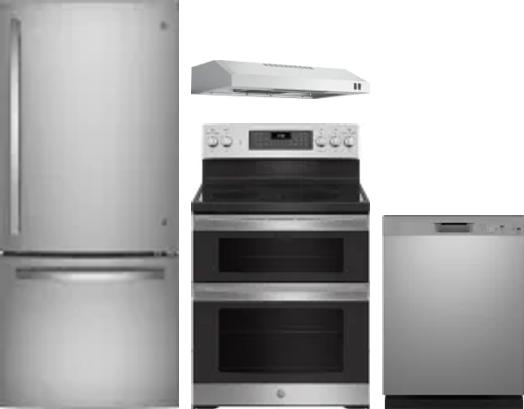 4 Piece Package Includes Refrigerator, Range, Hood And Dishwasher