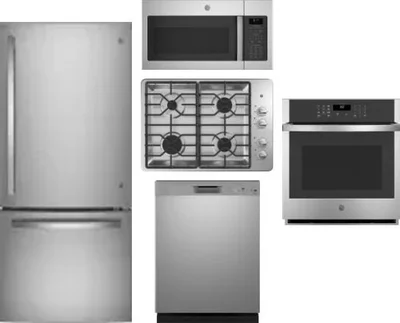 5 Piece Package Includes Refrigerator, Cooktop, Wall Oven, Microwave And Dishwasher