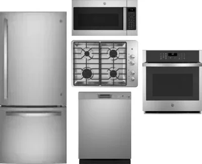 5 Piece Package Includes Refrigerator, Cooktop, Wall Oven, Microwave And Dishwasher