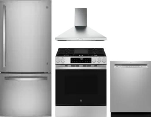 4 Piece Package Includes Refrigerator, Range, Hood And Dishwasher