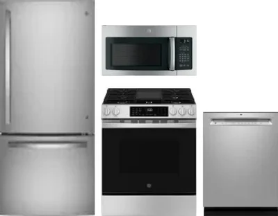 4 Piece Package Includes Refrigerator, Range, Microwave And Dishwasher
