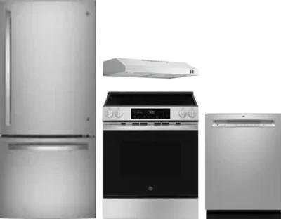 4 Piece Package Includes Refrigerator, Range, Hood And Dishwasher