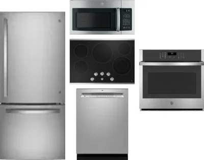 5 Piece Package Includes Refrigerator, Cooktop, Wall Oven, Microwave And Dishwasher