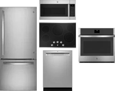 5 Piece Package Includes Refrigerator, Cooktop, Wall Oven, Microwave And Dishwasher