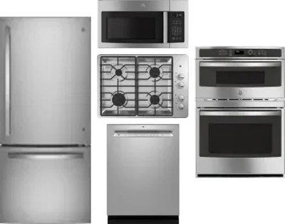 5 Piece Package Includes Refrigerator, Cooktop, Wall Oven, Microwave And Dishwasher
