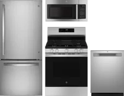 4 Piece Package Includes Refrigerator, Range, Microwave And Dishwasher