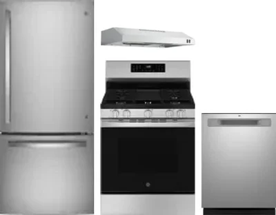 4 Piece Package Includes Refrigerator, Range, Hood And Dishwasher