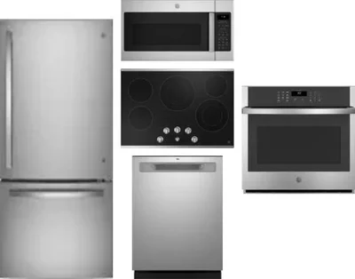 5 Piece Package Includes Refrigerator, Cooktop, Wall Oven, Microwave And Dishwasher