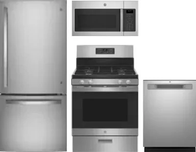 4 Piece Package Includes Refrigerator, Range, Microwave And Dishwasher