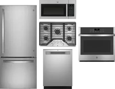 5 Piece Package Includes Refrigerator, Cooktop, Wall Oven, Microwave And Dishwasher