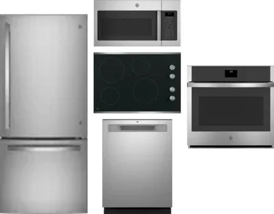 5 Piece Package Includes Refrigerator, Cooktop, Wall Oven, Microwave And Dishwasher
