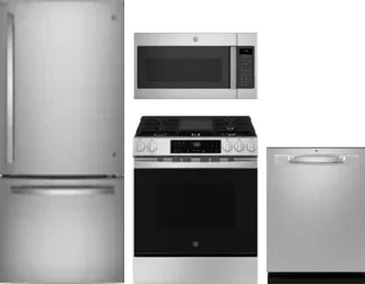 4 Piece Package Includes Refrigerator, Range, Microwave And Dishwasher