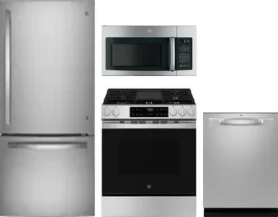 4 Piece Package Includes Refrigerator, Range, Microwave And Dishwasher
