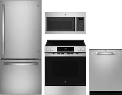 4 Piece Package Includes Refrigerator, Range, Microwave And Dishwasher