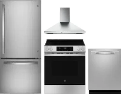 4 Piece Package Includes Refrigerator, Range, Hood And Dishwasher