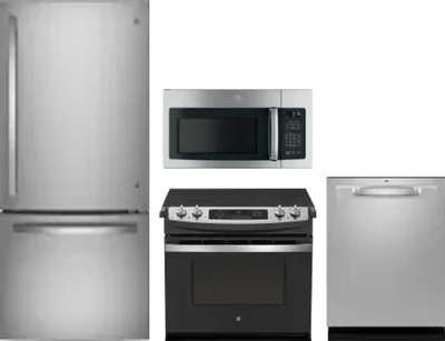 4 Piece Package Includes Refrigerator, Range, Microwave And Dishwasher