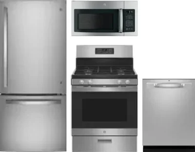 4 Piece Package Includes Refrigerator, Range, Microwave And Dishwasher