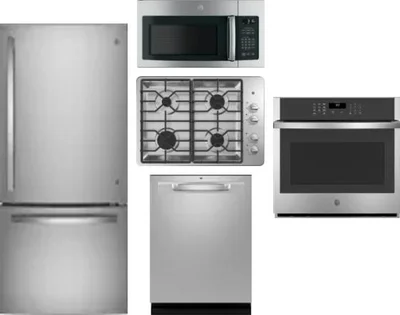 5 Piece Package Includes Refrigerator, Cooktop, Wall Oven, Microwave And Dishwasher