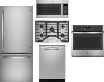 5 Piece Package Includes Refrigerator, Cooktop, Wall Oven, Microwave And Dishwasher