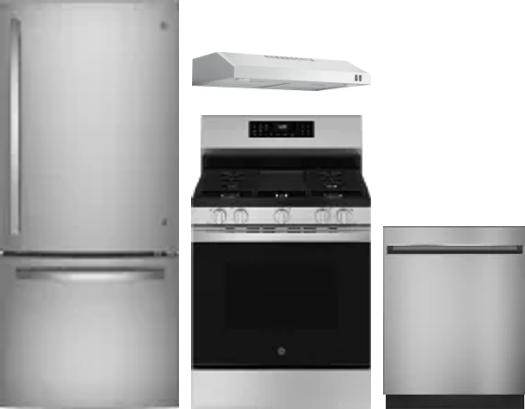 4 Piece Package Includes Refrigerator, Range, Hood And Dishwasher
