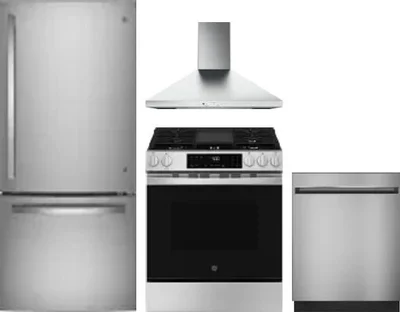 4 Piece Package Includes Refrigerator, Range, Hood And Dishwasher