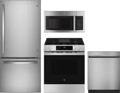 4 Piece Package Includes Refrigerator, Range, Microwave And Dishwasher