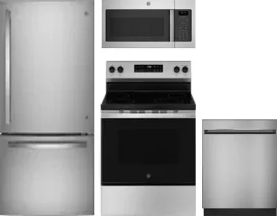 4 Piece Package Includes Refrigerator, Range, Microwave And Dishwasher