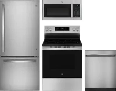 4 Piece Package Includes Refrigerator, Range, Microwave And Dishwasher