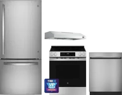4 Piece Package Includes Refrigerator, Range, Hood And Dishwasher