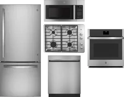 5 Piece Package Includes Refrigerator, Cooktop, Wall Oven, Microwave And Dishwasher