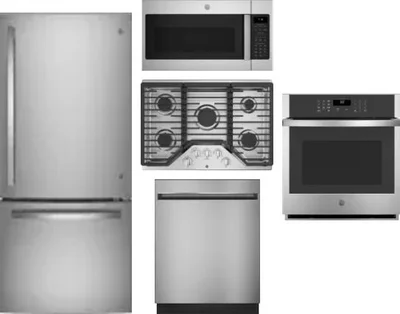 5 Piece Package Includes Refrigerator, Cooktop, Wall Oven, Microwave And Dishwasher