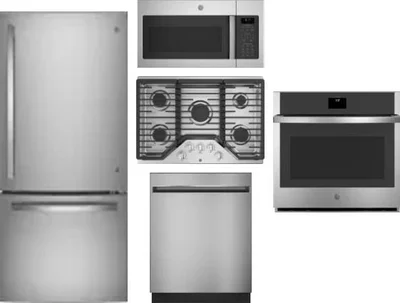5 Piece Package Includes Refrigerator, Cooktop, Wall Oven, Microwave And Dishwasher