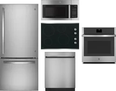5 Piece Package Includes Refrigerator, Cooktop, Wall Oven, Microwave And Dishwasher
