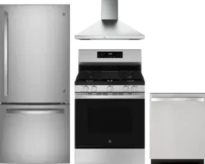 4 Piece Package Includes Refrigerator, Range, Hood And Dishwasher