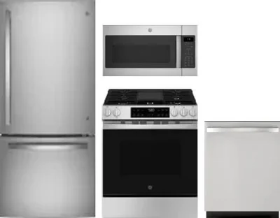 4 Piece Package Includes Refrigerator, Range, Microwave And Dishwasher