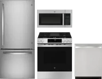4 Piece Package Includes Refrigerator, Range, Microwave And Dishwasher