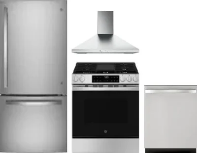 4 Piece Package Includes Refrigerator, Range, Hood And Dishwasher