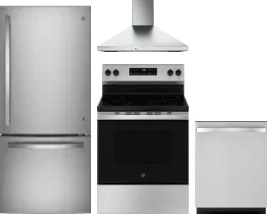4 Piece Package Includes Refrigerator, Range, Hood And Dishwasher
