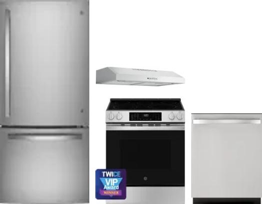 4 Piece Package Includes Refrigerator, Range, Hood And Dishwasher