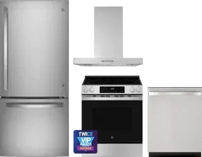 4 Piece Package Includes Refrigerator, Range, Hood And Dishwasher
