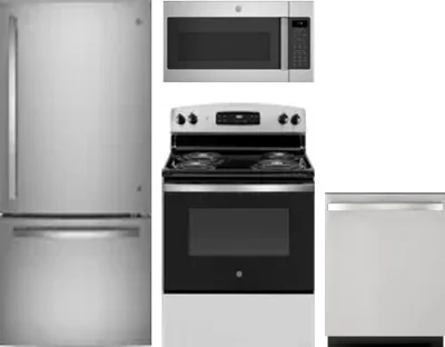 4 Piece Package Includes Refrigerator, Range, Microwave And Dishwasher
