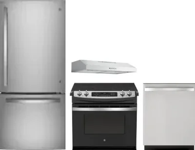 4 Piece Package Includes Refrigerator, Range, Hood And Dishwasher