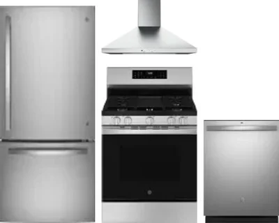 4 Piece Package Includes Refrigerator, Range, Hood And Dishwasher