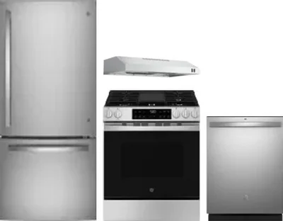 4 Piece Package Includes Refrigerator, Range, Hood And Dishwasher