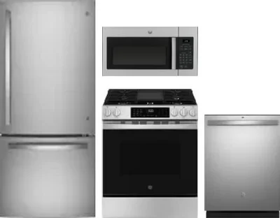 4 Piece Package Includes Refrigerator, Range, Microwave And Dishwasher