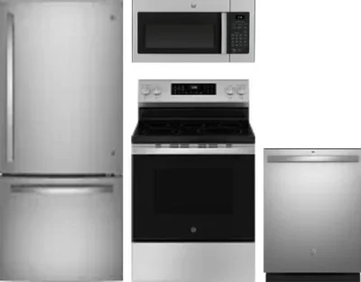 4 Piece Package Includes Refrigerator, Range, Microwave And Dishwasher