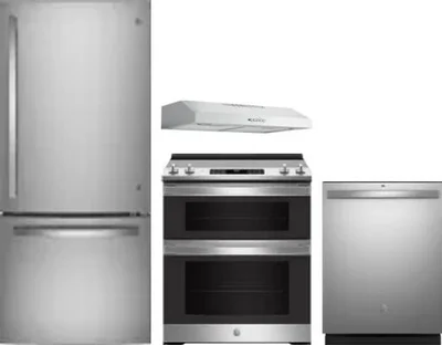 4 Piece Package Includes Refrigerator, Range, Hood And Dishwasher